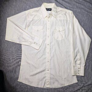 VINTAGE Wrangler Shirt‎ Mens Large Tall Western Sport Pear Snap Cowboy Rodeo
